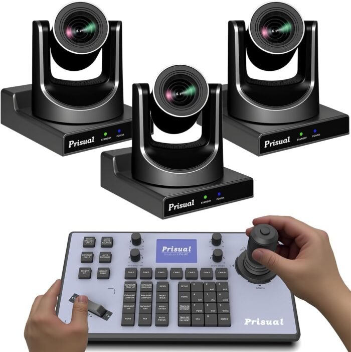 20X NDI PTZ Camera Bundle with HDMI/SDI/USB/IP Streaming Indoor Auto Tracking Camera (3pcs) with PTZ Controller - Image 1